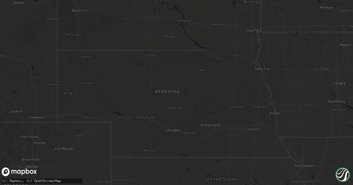 Hail map in Nebraska on July 14, 2026