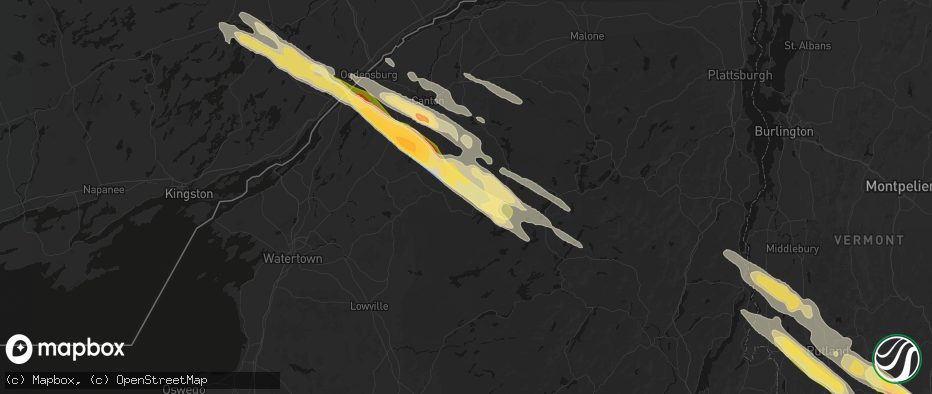 Hail map in Newton Falls, NY on July 14, 2026