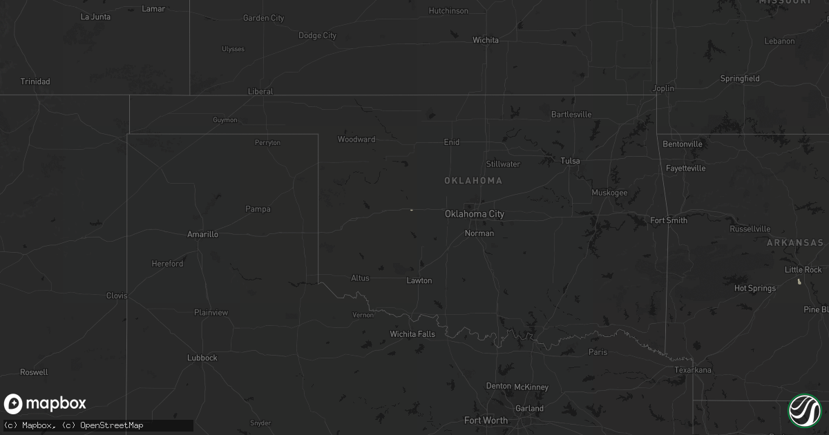 Hail map in Oklahoma on July 14, 2026