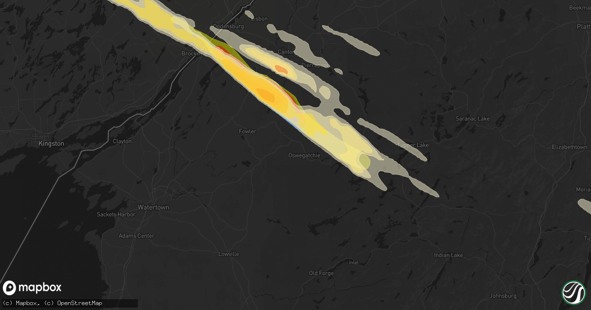 Hail map in Oswegatchie, NY on July 14, 2026