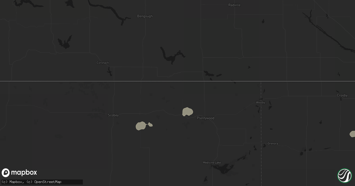 Hail map in Outlook, MT on July 14, 2026