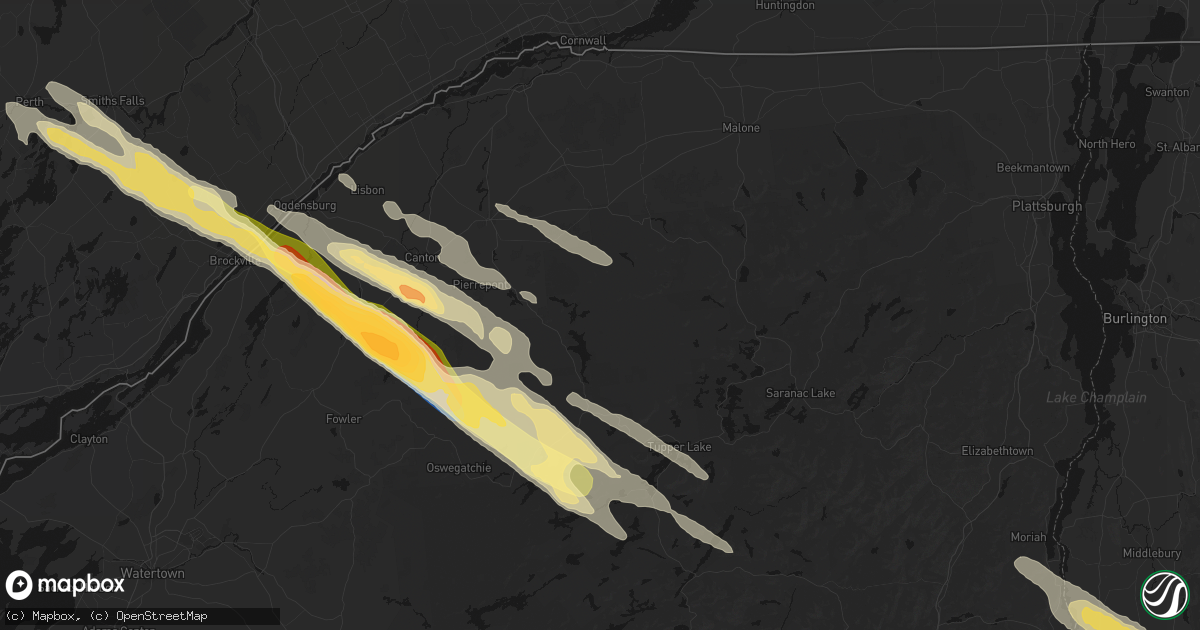 Hail map in Parishville, NY on July 14, 2026