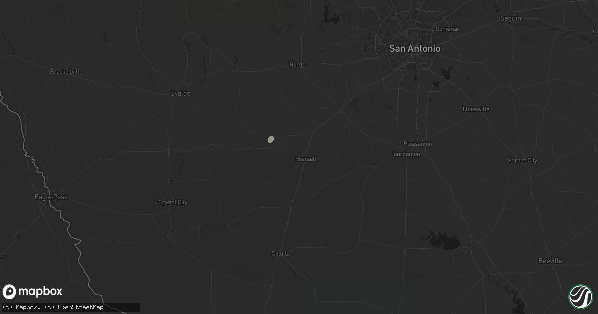 Hail map in Pearsall, TX on July 14, 2026