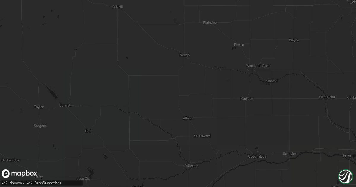 Hail map in Petersburg, NE on July 14, 2026