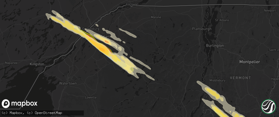 Hail map in Piercefield, NY on July 14, 2026