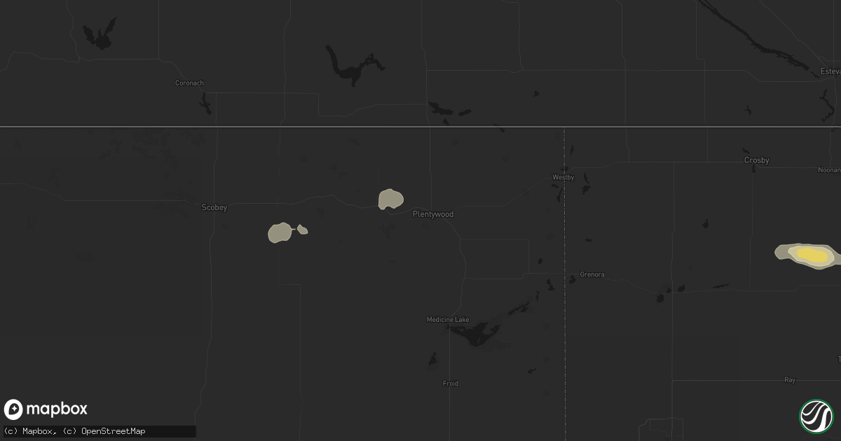 Hail map in Plentywood, MT on July 14, 2026