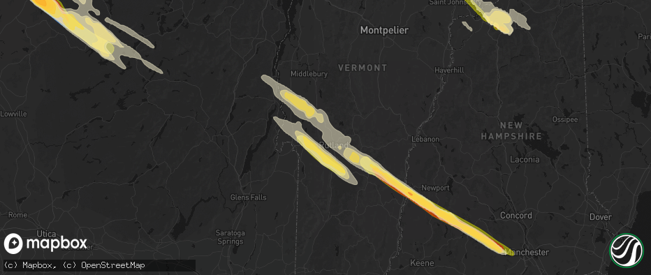 Hail map in Proctor, VT on July 14, 2026