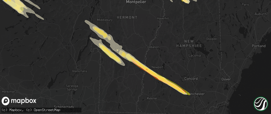 Hail map in Reading, VT on July 14, 2026