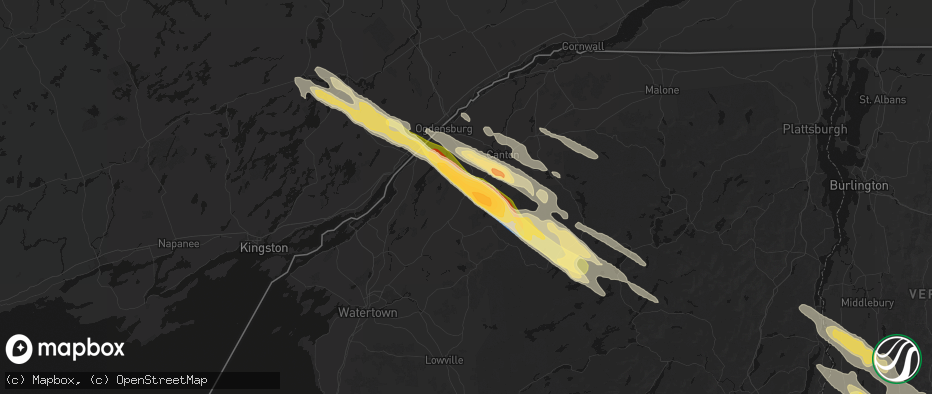 Hail map in Richville, NY on July 14, 2026