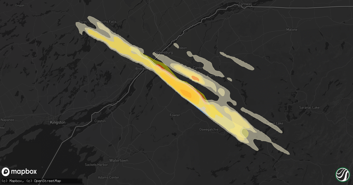 Hail map in Richville, NY on July 14, 2026