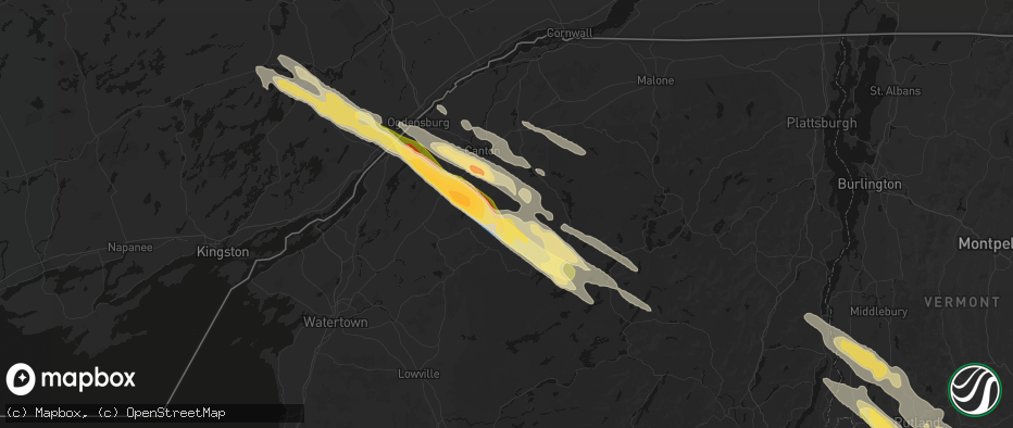 Hail map in Russell, NY on July 14, 2026