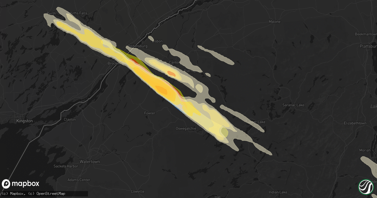 Hail map in Russell, NY on July 14, 2026