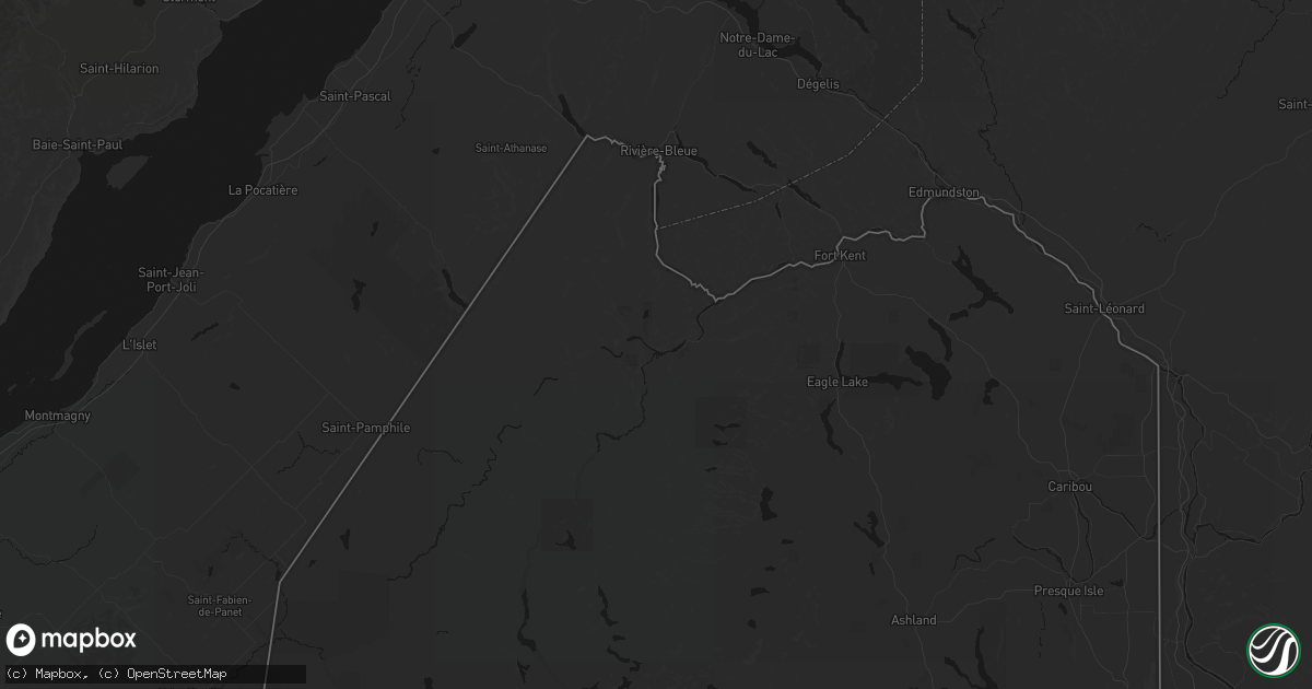 Hail map in Saint Francis, ME on July 14, 2026
