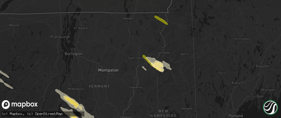 Hail map in Saint Johnsbury, VT on July 14, 2026