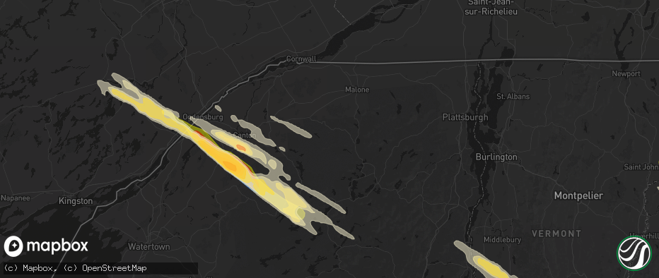 Hail map in Saint Regis Falls, NY on July 14, 2026