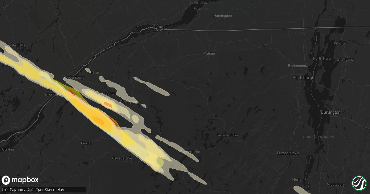 Hail map in Saint Regis Falls, NY on July 14, 2026