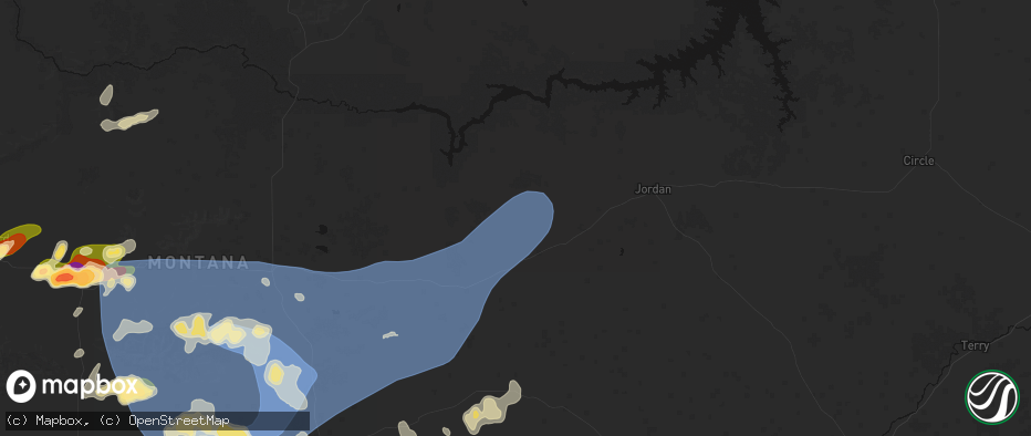 Hail map in Sand Springs, MT on July 14, 2026