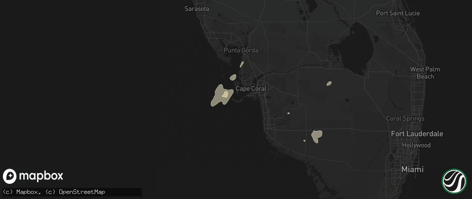 Hail map in Sanibel, FL on July 14, 2026