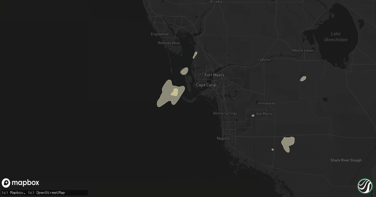 Hail map in Sanibel, FL on July 14, 2026