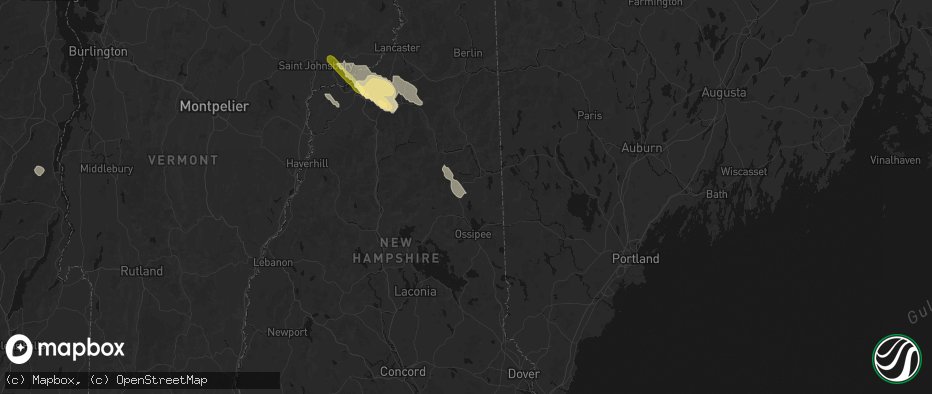 Hail map in Silver Lake, NH on July 14, 2026