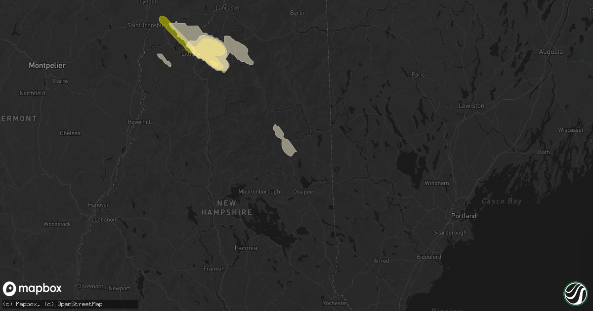 Hail map in Silver Lake, NH on July 14, 2026