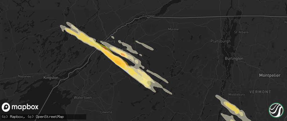 Hail map in South Colton, NY on July 14, 2026