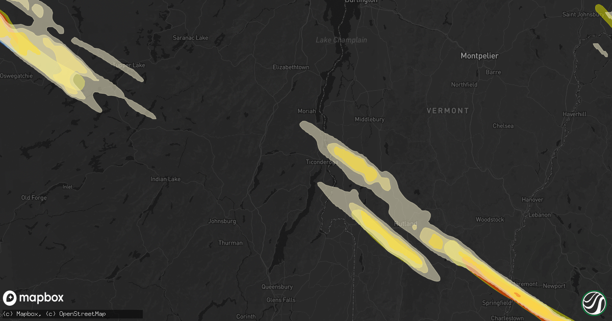 Hail map in Ticonderoga, NY on July 14, 2026