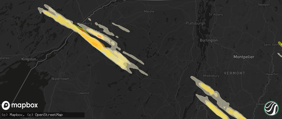 Hail map in Tupper Lake, NY on July 14, 2026