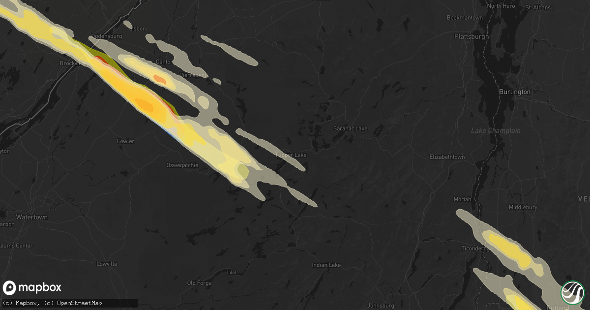 Hail map in Tupper Lake, NY on July 14, 2026