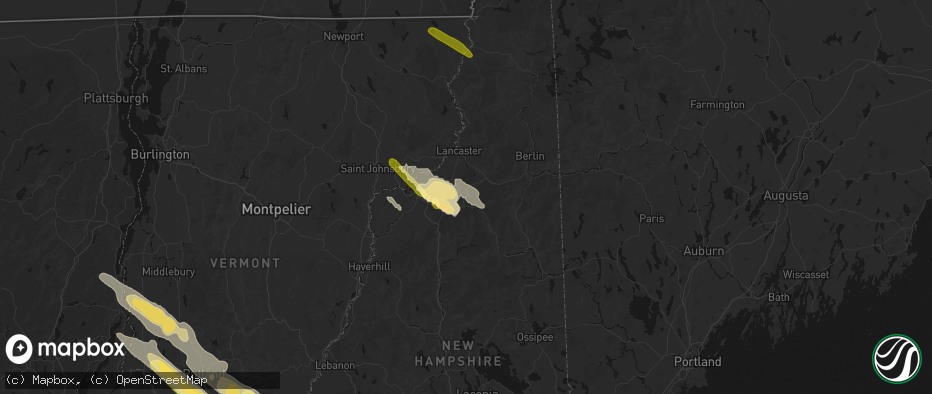 Hail map in Twin Mountain, NH on July 14, 2026
