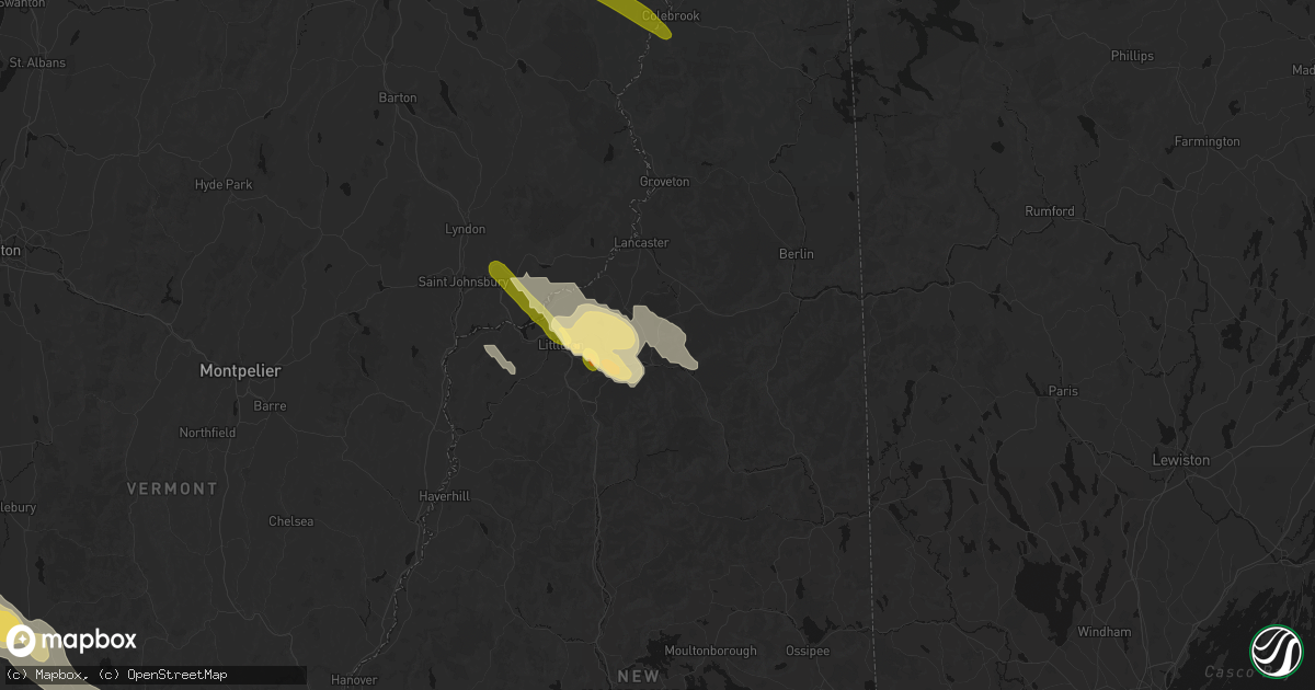 Hail map in Twin Mountain, NH on July 14, 2026