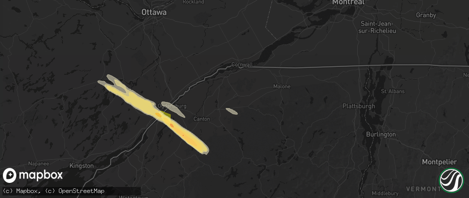 Hail map in Winthrop, NY on July 14, 2026