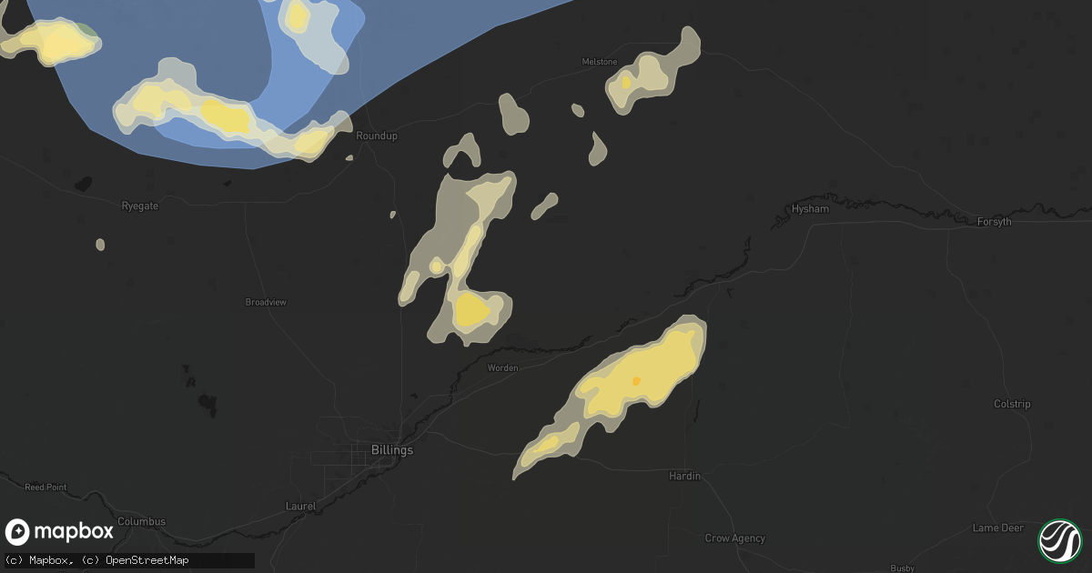 Hail map in Worden, MT on July 14, 2026