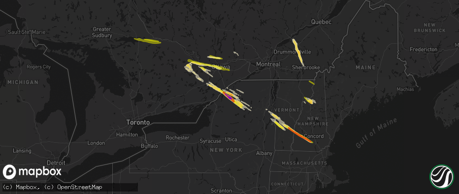Hail map on July 14, 2026