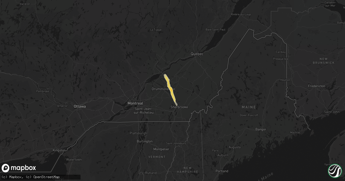 Hail map on July 14, 2026