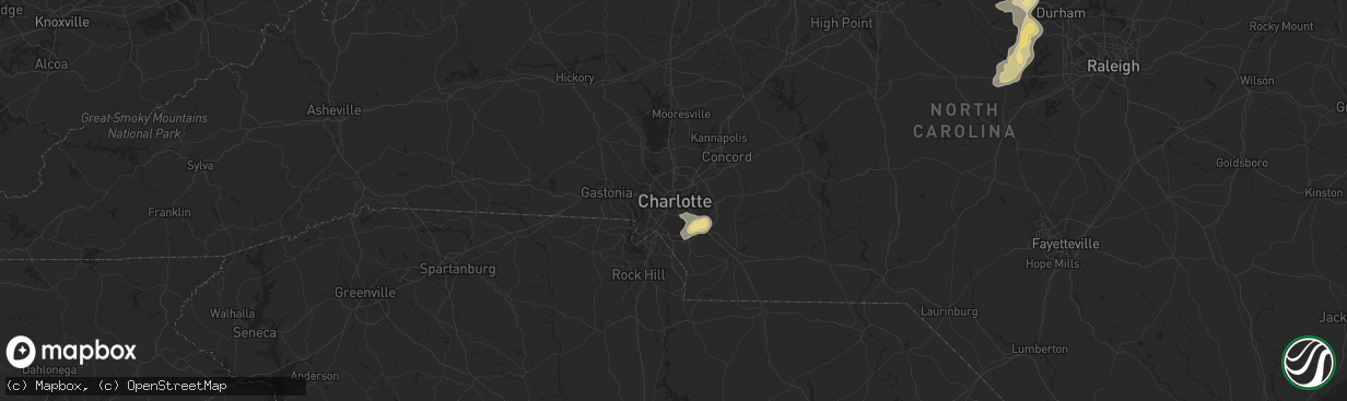 Hail map in Charlotte, NC on July 15, 2014