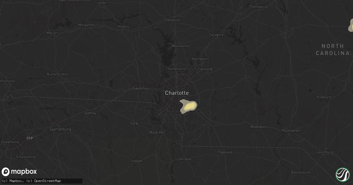 Hail map in Charlotte, NC on July 15, 2014