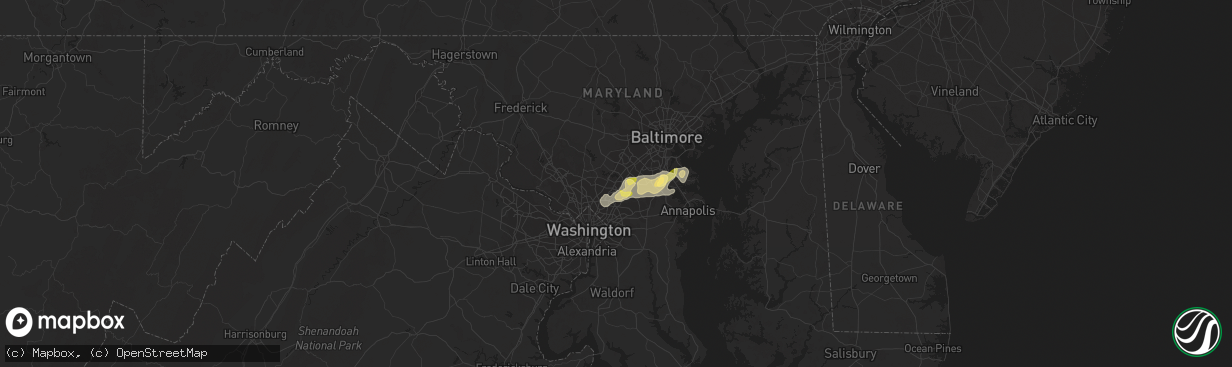 Hail map in Laurel, MD on July 15, 2014