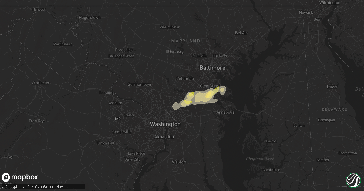 Hail map in Laurel, MD on July 15, 2014