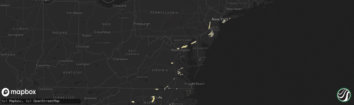 Hail map in Maryland on July 15, 2014