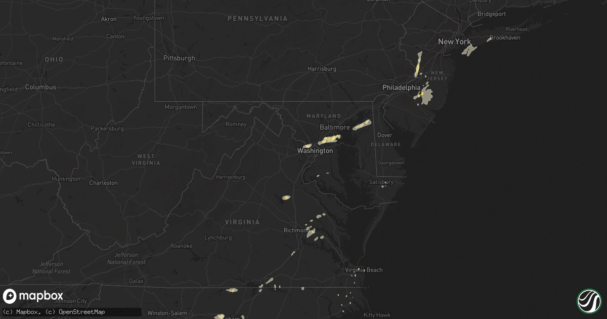 Hail map in Maryland on July 15, 2014