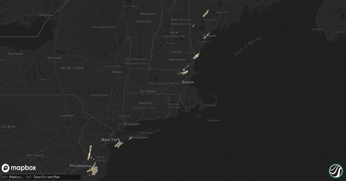 Hail map in Massachusetts on July 15, 2014