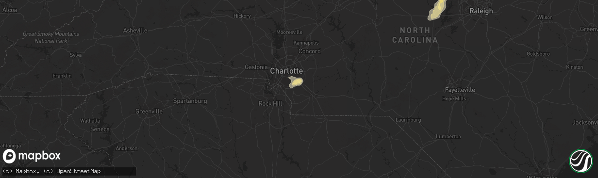 Hail map in Matthews, NC on July 15, 2014