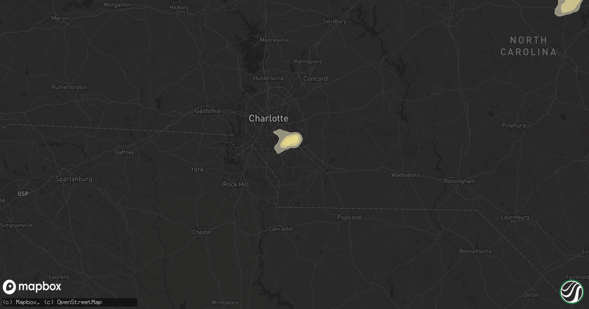 Hail map in Matthews, NC on July 15, 2014
