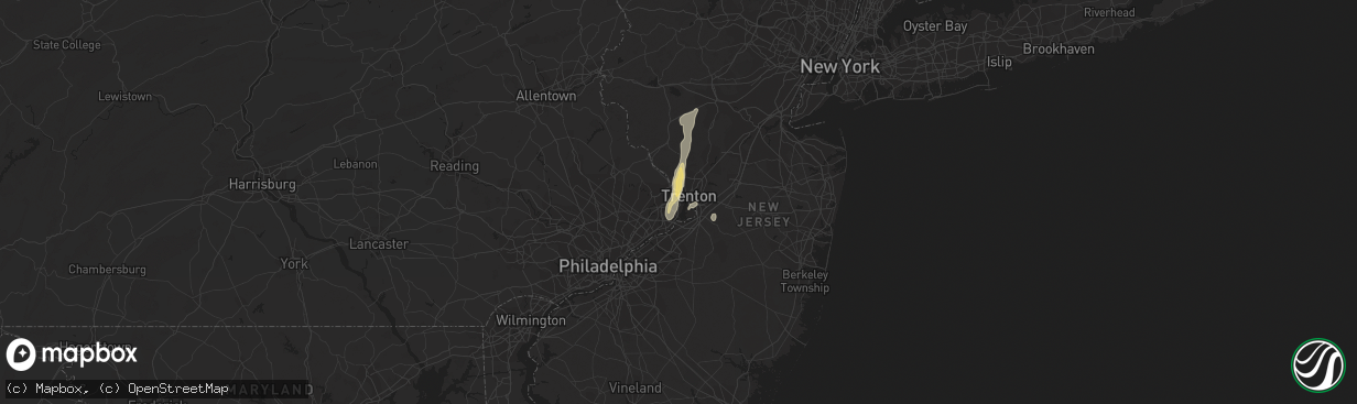 Hail map in Morrisville, PA on July 15, 2014