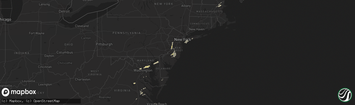 Hail map in New Jersey on July 15, 2014