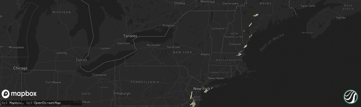 Hail map in New York on July 15, 2014