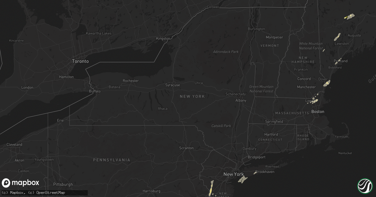 Hail map in New York on July 15, 2014