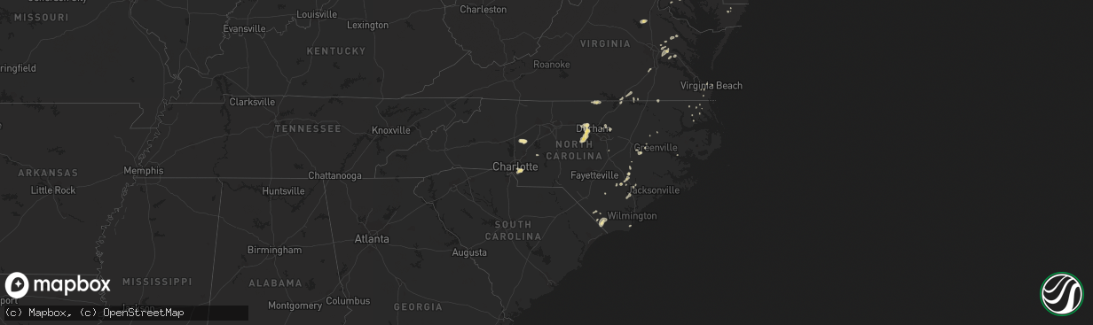 Hail map in North Carolina on July 15, 2014