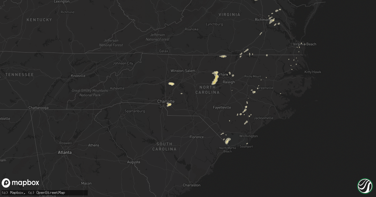 Hail map in North Carolina on July 15, 2014
